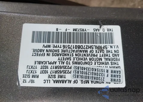 2013 Honda Odyssey Lx from USA, damaged, VIN 5FNRL5H27DB017516
